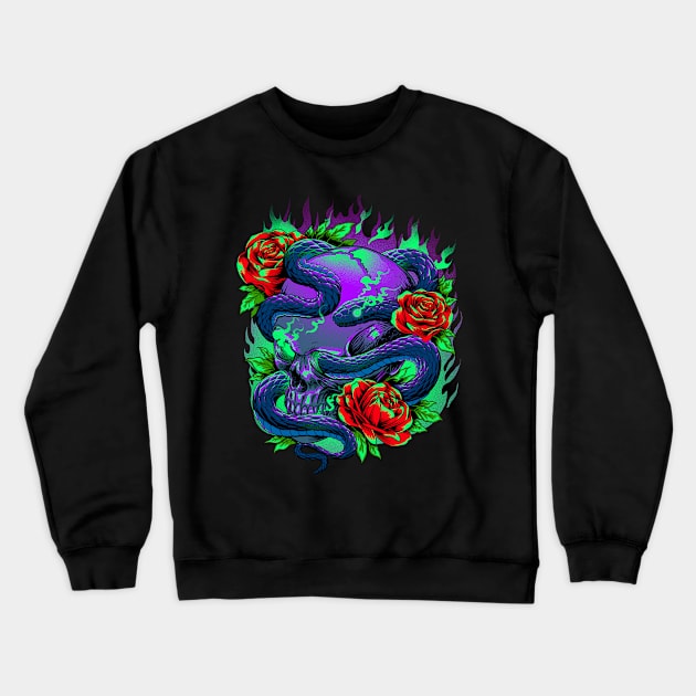 skull snake Crewneck Sweatshirt by iqbalgarint